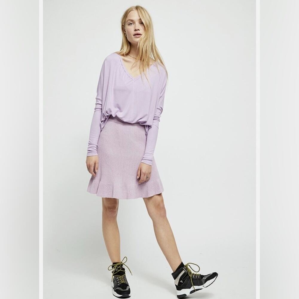 Free People Orchid Lilac Ruffle Knit Skirt